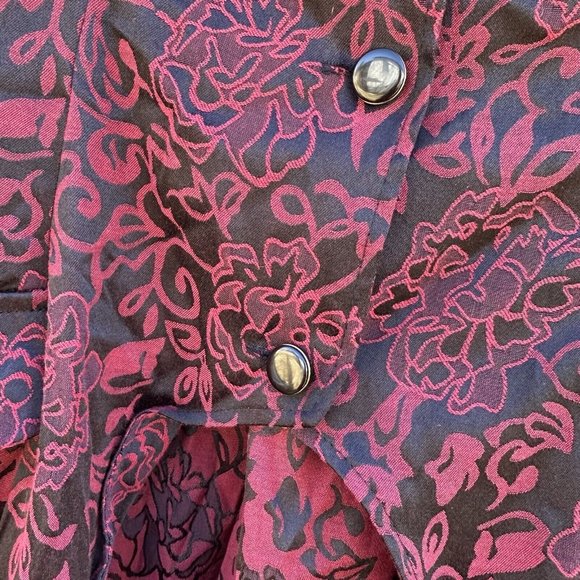 H&R Hearts and Roses Red Floral Gothic Steampunk Corset Jacket Women’s Size 8 - Picture 5 of 8